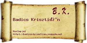 Badics Krisztián névjegykártya